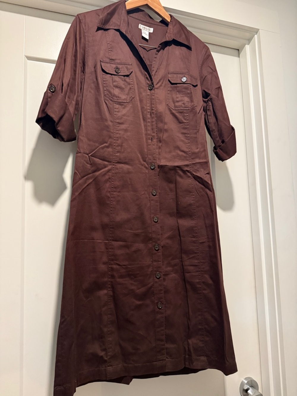 Harold's Chocolate Brown Button-Front Midi Dress